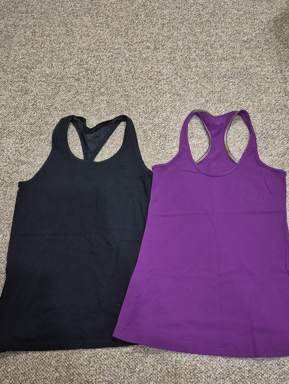 Lululemon Women's Racerback Tank Top - Black and Purple Bundle Size 4